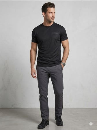 GUESS Erkek Siyah Bisiklet Yaka Kısa Kollu Spor ve Günlük T-Shirt Z6GI05K2846