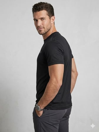 GUESS Erkek Siyah Bisiklet Yaka Kısa Kollu Spor ve Günlük T-Shirt Z6GI05K2846