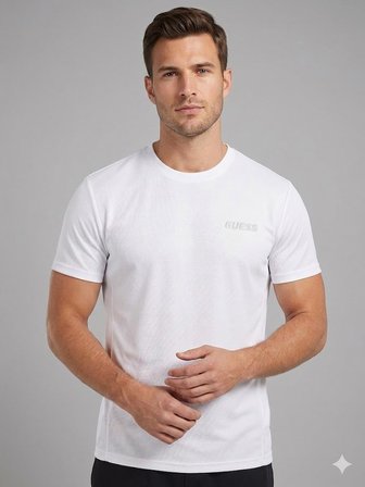 GUESS Erkek Siyah Bisiklet Yaka Kısa Kollu Spor ve Günlük T-Shirt Z6GI05K2846