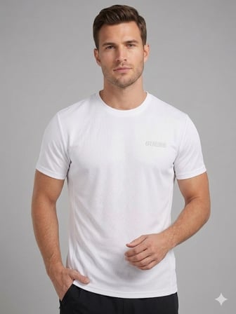 GUESS Erkek Siyah Bisiklet Yaka Kısa Kollu Spor ve Günlük T-Shirt Z6GI05K2846