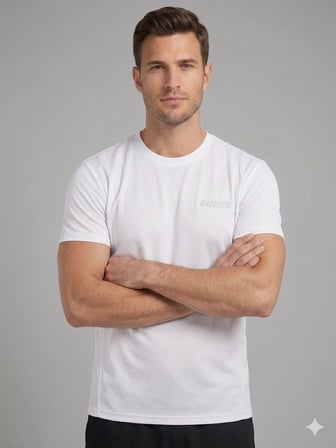 GUESS Erkek Siyah Bisiklet Yaka Kısa Kollu Spor ve Günlük T-Shirt Z6GI05K2846