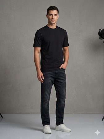 VAGANZA Modern Fit Siyah Erkek Basic T-Shirt 1000
