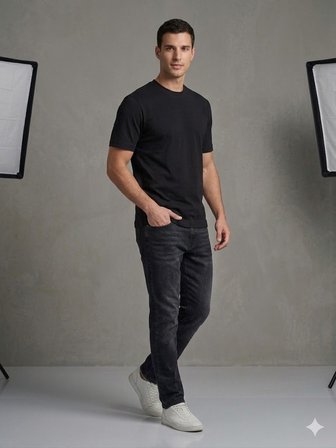 VAGANZA Modern Fit Siyah Erkek Basic T-Shirt 1000
