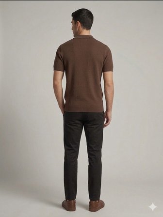 VAGANZA Fermuarlı Polo Yaka Dokulu Kısa Kollu Triko T-Shirt 4083