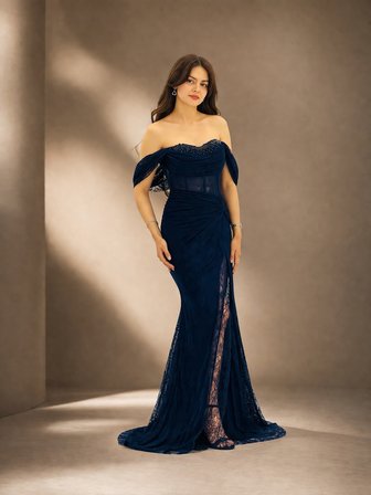 FOR COSTUME Dantel Detaylı Abiye 10534
