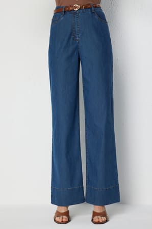 EKOL Beli Kemerli Bol Paça Pantolon 4158