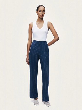 NOCTURNE Çizgili Geniş Paça Pantolon 3520