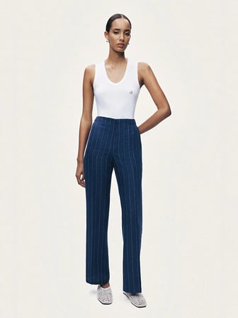 NOCTURNE Çizgili Geniş Paça Pantolon 3520