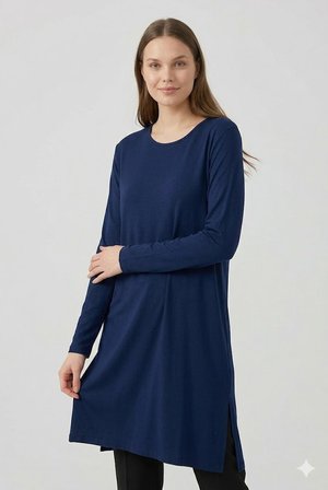 ON TRİKO Kadın Siyah Bisiklet Yaka Uzun Kollu Basic Tunik 71502
