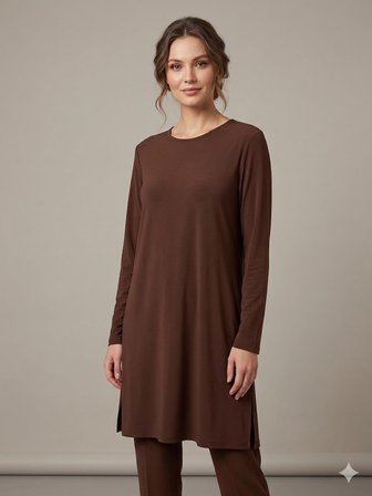 ON TRİKO Kadın Siyah Bisiklet Yaka Uzun Kollu Basic Tunik 71502