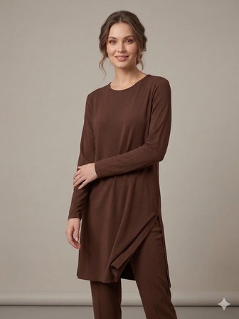 ON TRİKO Kadın Siyah Bisiklet Yaka Uzun Kollu Basic Tunik 71502