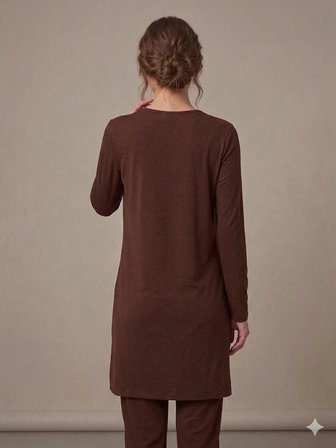 ON TRİKO Kadın Siyah Bisiklet Yaka Uzun Kollu Basic Tunik 71502