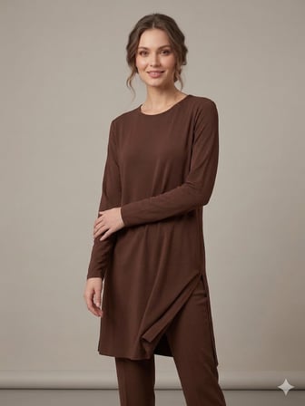 ON TRİKO Kadın Siyah Bisiklet Yaka Uzun Kollu Basic Tunik 71502