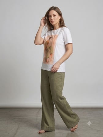 ONİX Kadın Grafik Çizim İllüstrasyon Baskılı Beyaz Pamuklu T-Shirt 2326-79