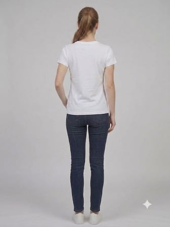 ON TRİKO Kadın V Yaka Cep Detaylı Baskılı T-Shirt 71479