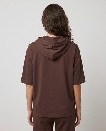 ON TRİKO Kapüşonlu Kısa Kollu Cepli Sweatshirt 16335