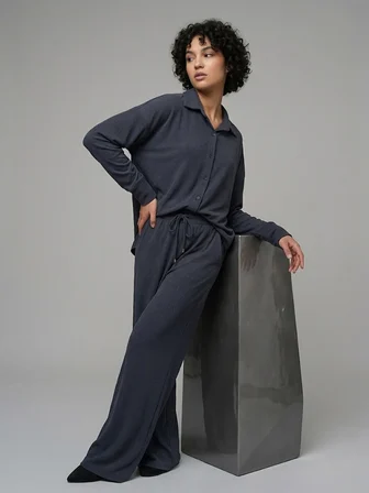 ON TRİKO Kadife Oversize Gömlek 14300
