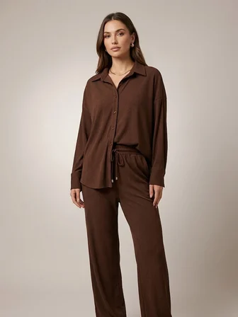 ON TRİKO Kadife Oversize Gömlek 14300
