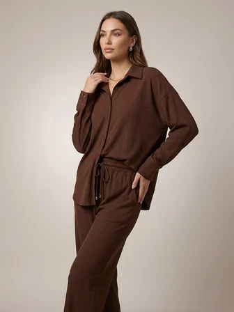 ON TRİKO Kadife Oversize Gömlek 14300