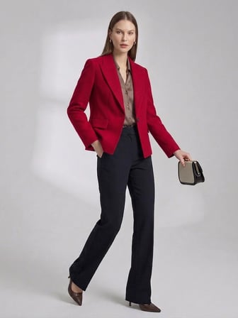 EKOL Sivri Yaka Tek Düğmeli Slim Fit Klasik Blazer Ceket 4041