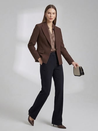 EKOL Sivri Yaka Tek Düğmeli Slim Fit Klasik Blazer Ceket 4041