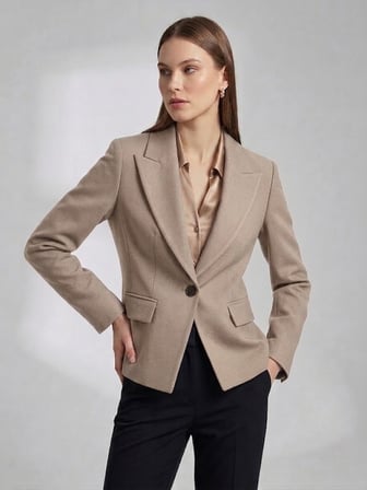 EKOL Sivri Yaka Tek Düğmeli Slim Fit Klasik Blazer Ceket 4041