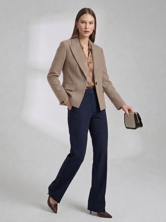 EKOL Sivri Yaka Tek Düğmeli Slim Fit Klasik Blazer Ceket 4041