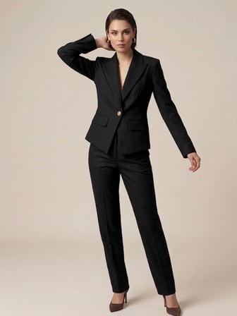EKOL Gold Düğmeli Kruvaze Yaka Blazer Ceket 4141