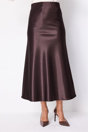 EKOL Beli Lastikli Maxi Saten Etek 3929