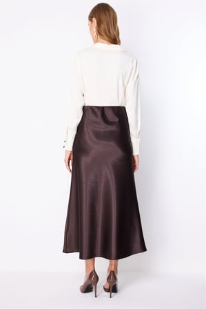 EKOL Beli Lastikli Maxi Saten Etek 3929