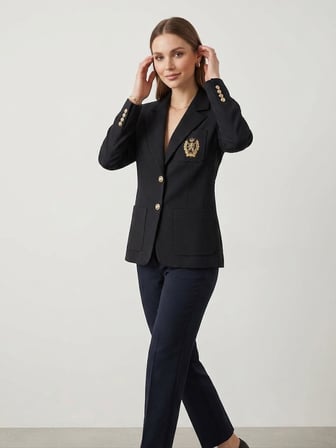 EKOL Kolej Stili Armalı Kruvaze Kesim Blazer 4165
