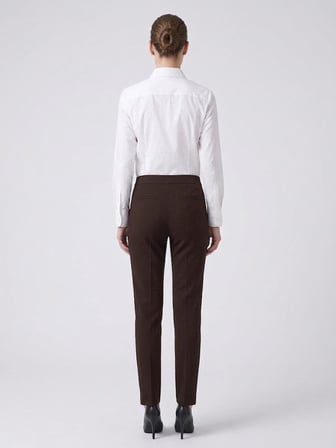 EKOL Yüksek Bel Ütü Çizgili Slim Fit Klasik Kumaş Pantolon 4167