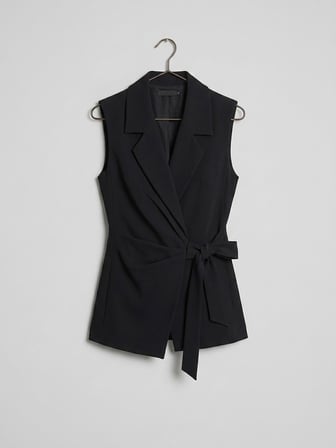 EKOL Kuşak Bağlamalı Kruvaze Blazer Yelek 4031
