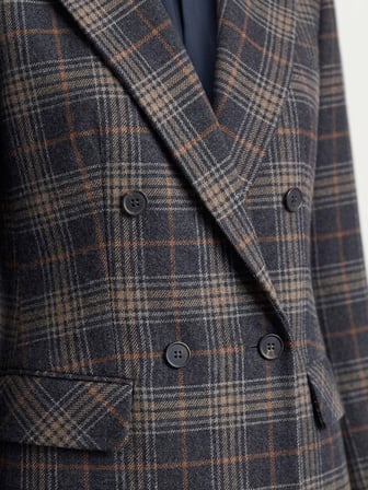 EKOL Ekose Desenli Kruvaze Blazer Ceket 4065