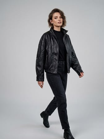 ON TRİKO Vintage Deri Ceket Dik Yaka Cepli Bomber Model Suni Deri Mont 10707