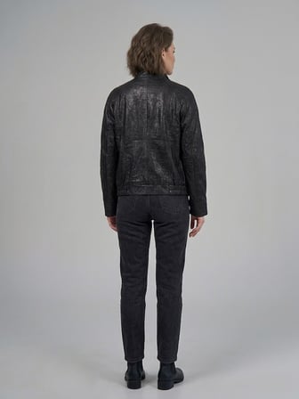 ON TRİKO Vintage Deri Ceket Dik Yaka Cepli Bomber Model Suni Deri Mont 10707