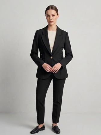 EKOL  Yan Kemer Detaylı Tek Düğme Kruvaze Yaka Şık Blazer Ceket 4169