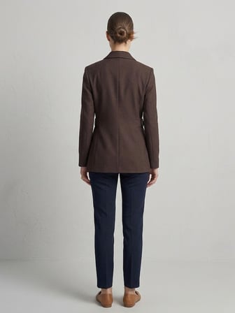 EKOL  Yan Kemer Detaylı Tek Düğme Kruvaze Yaka Şık Blazer Ceket 4169