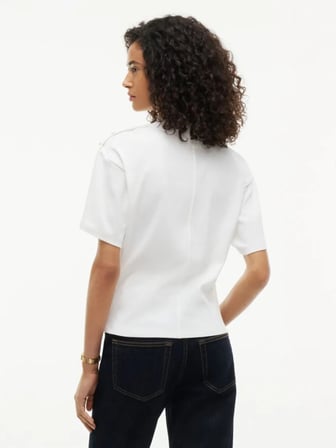 TOMMY Altın Tonlu Düğmeli Yüksek Yaka T-SHIRT WW0WW52382YBL