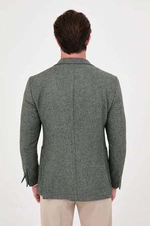 CENTİLMEN Dokulu Slim Fit Mono Yaka Torba Cep Premium Yün Karışımlı Erkek Ceket 44326