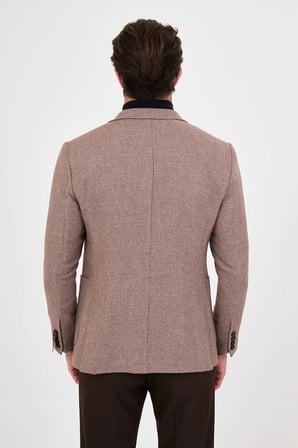 CENTİLMEN Dokulu Slim Fit Mono Yaka Torba Cep Premium Yün Karışımlı Erkek Ceket 44326