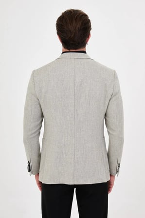 CENTİLMEN Dokulu Slim Fit Mono Yaka Torba Cep Premium Yün Karışımlı Erkek Ceket 44326