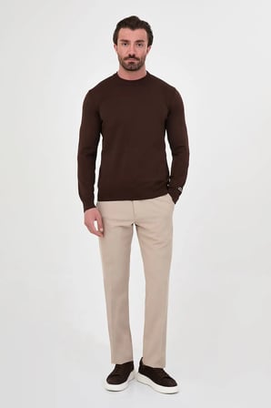 CENTİLMEN Düz Slim Fit Bisiklet Yaka Pamuk Erkek Triko Kazak 11620