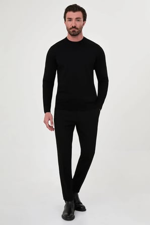 CENTİLMEN Düz Slim Fit Yüksek Bisiklet Yaka Pamuk Erkek Triko Kazak 11600