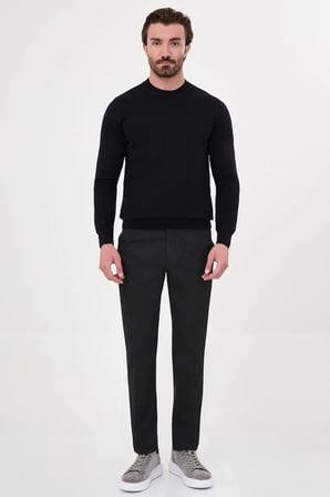 CENTİLMEN Düz Slim Fit Yüksek Bisiklet Yaka Pamuk Erkek Triko Kazak 11600