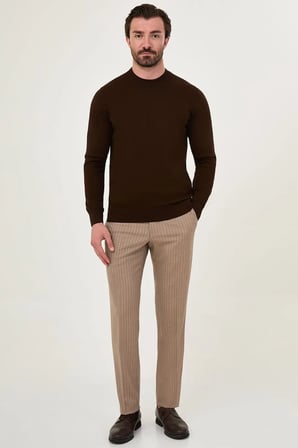 CENTİLMEN Düz Slim Fit Yüksek Bisiklet Yaka Pamuk Erkek Triko Kazak 11600