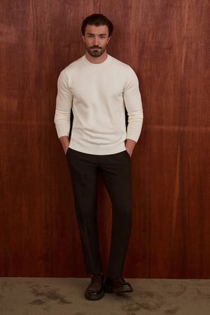 CENTİLMEN Düz Slim Fit Yüksek Bisiklet Yaka Pamuk Erkek Triko Kazak 11600