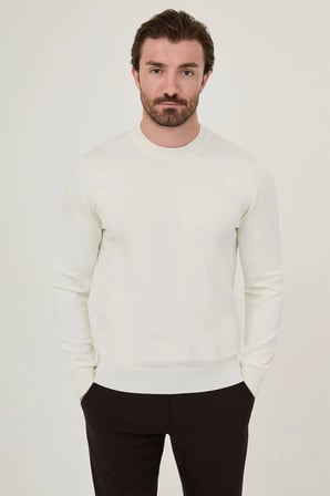 CENTİLMEN Düz Slim Fit Yüksek Bisiklet Yaka Pamuk Erkek Triko Kazak 11600