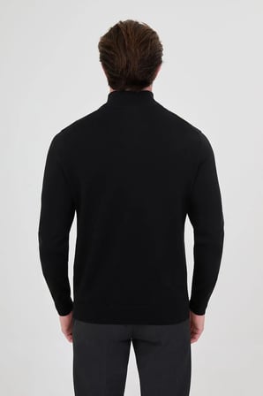 CENTİLMEN Düz Slim Fit Dik Yaka Fermuarlı Pamuk Erkek Triko Kazak 11607