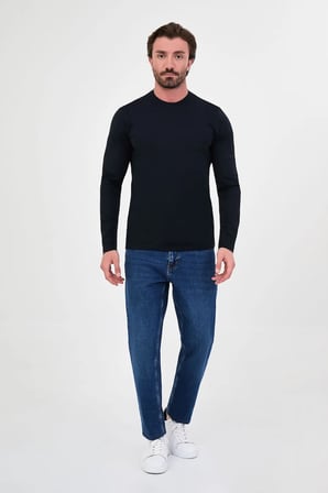 CENTİLMEN Düz Slim Fit Yüksek Bisiklet Yaka Pamuk Uzun Kollu Erkek Sweat 36900